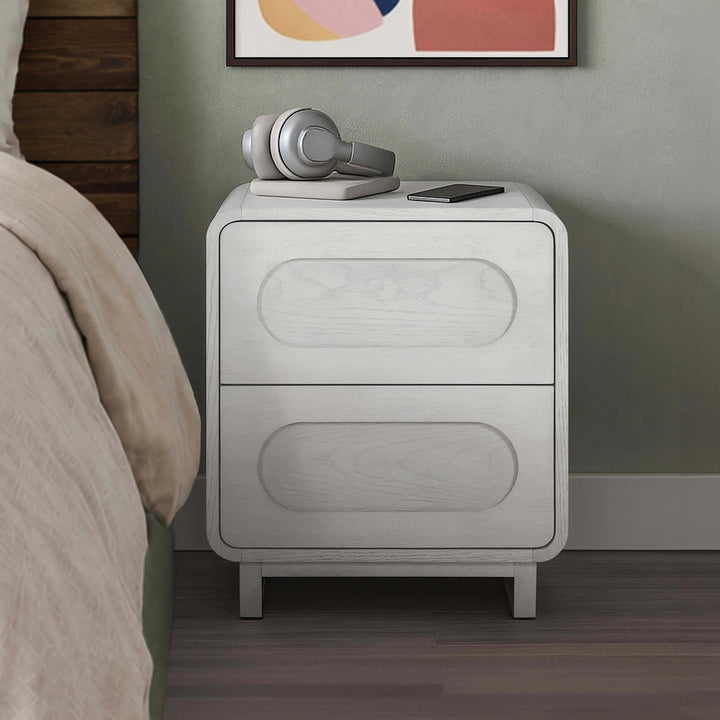 Tenley 20'' W Oak Veneer 2-Drawer Nightstand with Push-Open Drawers by Teamson Home
