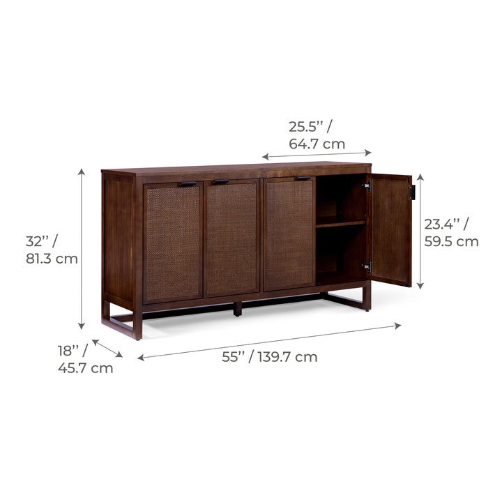 Hatteras 55'' Wide Wood Sideboard Cabinet with 4 Doors by Teamson Home