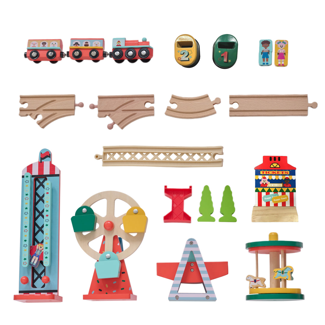 Teamson Kids Florida Amusement Park Wooden Activity Table with 6 Mini-Games