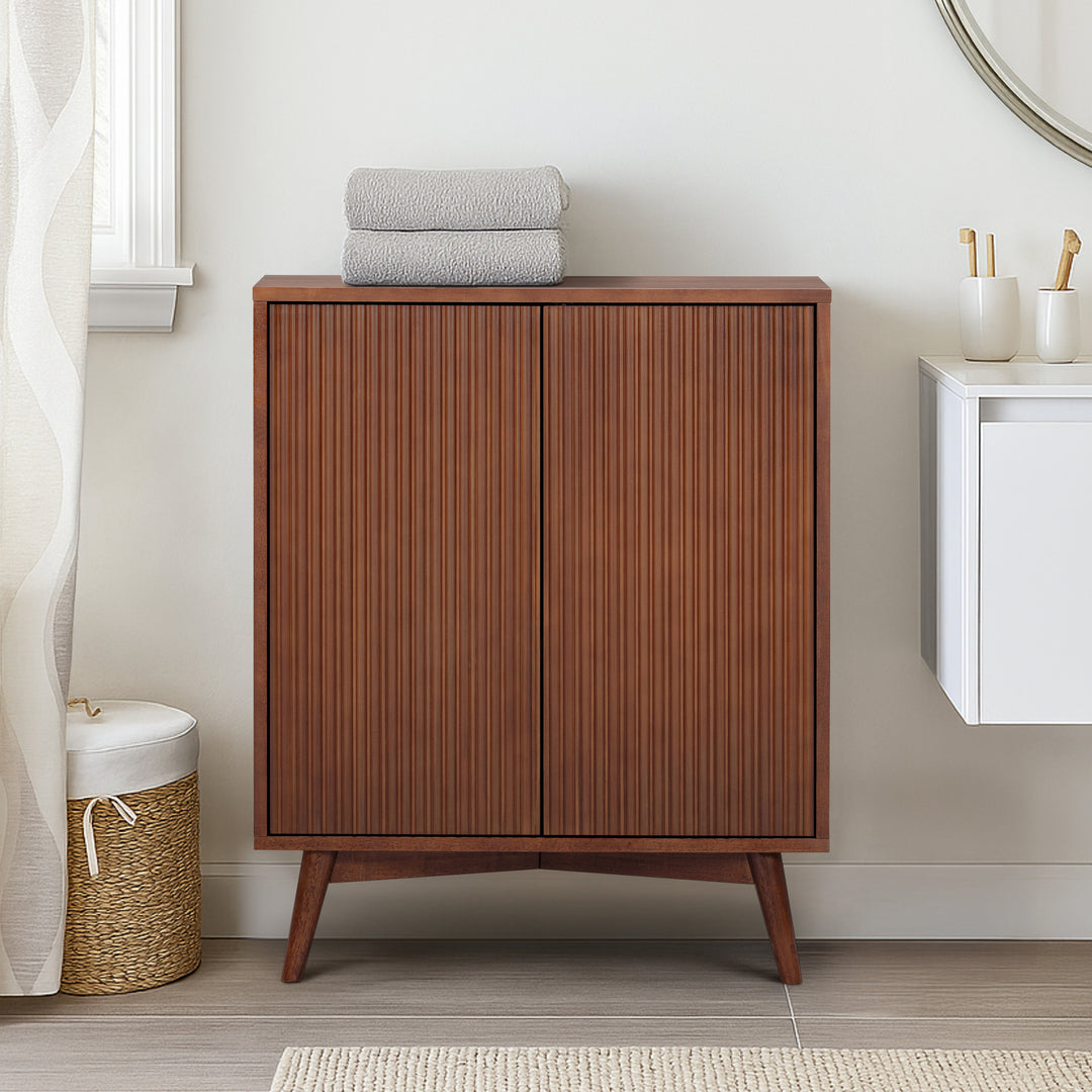 Tremolo 28'' Wide Mixed Woods Accent Cabinet with Fluted Fronts by Teamson Home