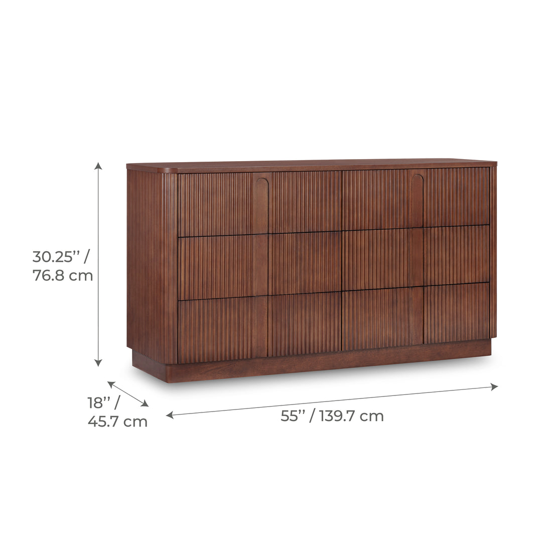 Potomac 55'' W Solid Wood Frame Dresser with 6 Push to Open Drawers
