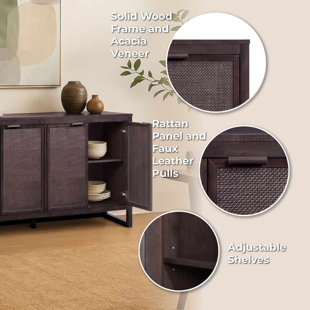 Hatteras 55'' Wide Wood Sideboard Cabinet with 4 Doors by Teamson Home