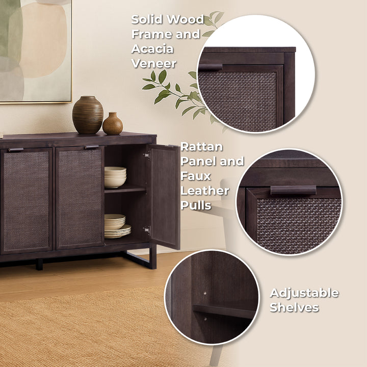 Hatteras 55'' Wide Wood Sideboard Cabinet with 4 Doors by Teamson Home
