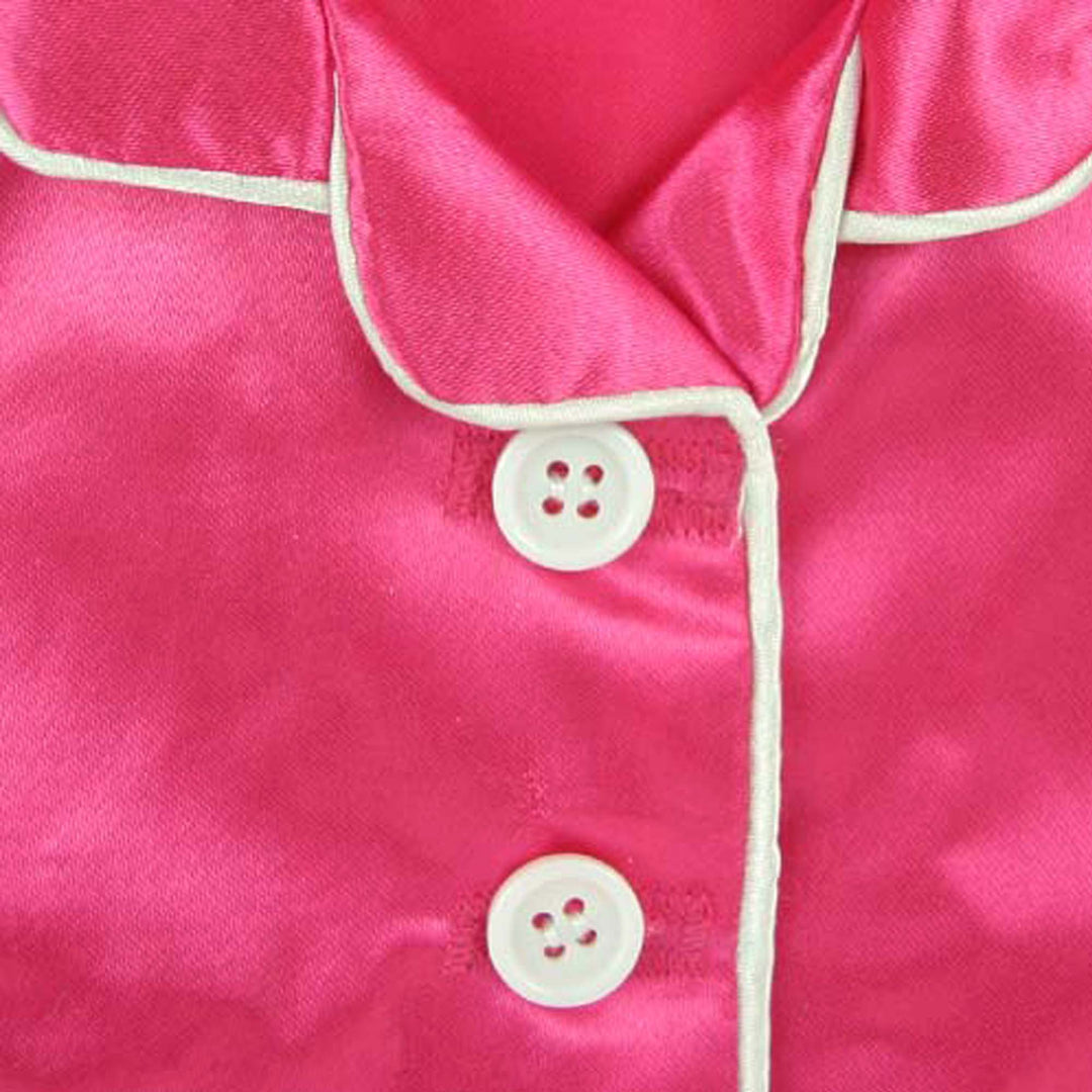 Sophia's 3 Piece Satin Pajama Set with Slippers for 18" Dolls, Hot Pink