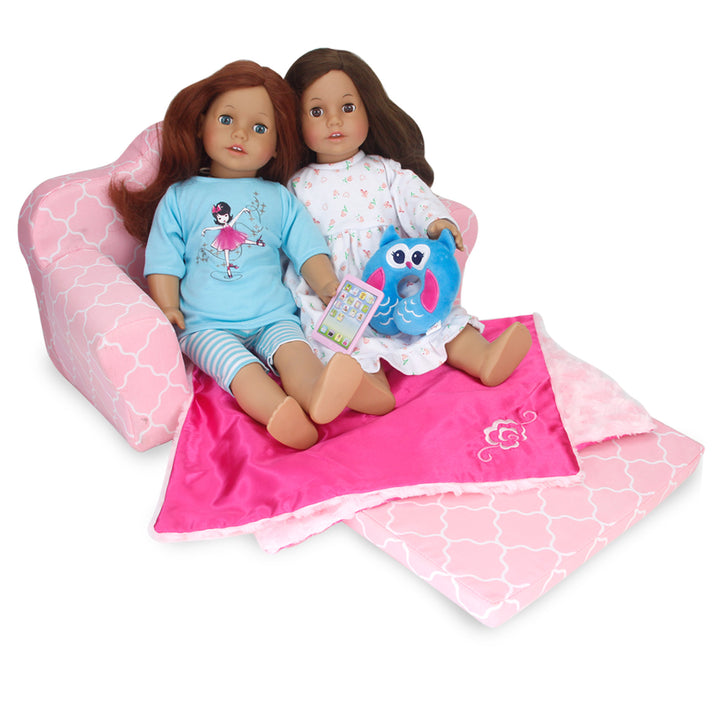 Sophia's 2-in-1 Plush Pull-Out Sofa Bed for Two 18'' Dolls, Pink