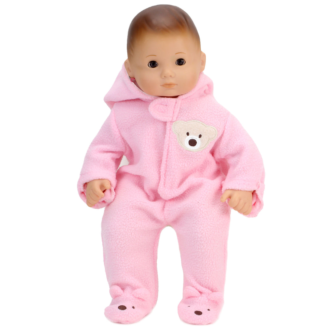Sophia's - 15" Doll - Fleece Bear Hooded Snowsuit - Light Pink