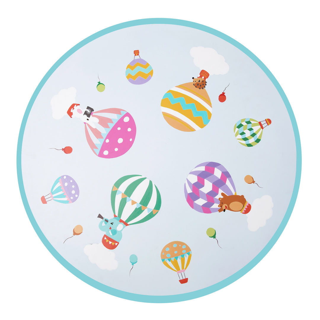 Fantasy Fields Toy Furniture Hand-Painted Hot Air Balloons Round Table, Gray/Blue