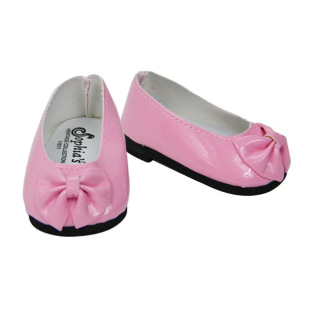 Sophia's Patent Bow Ballet Flat Shoes for 18" Dolls, Light Pink