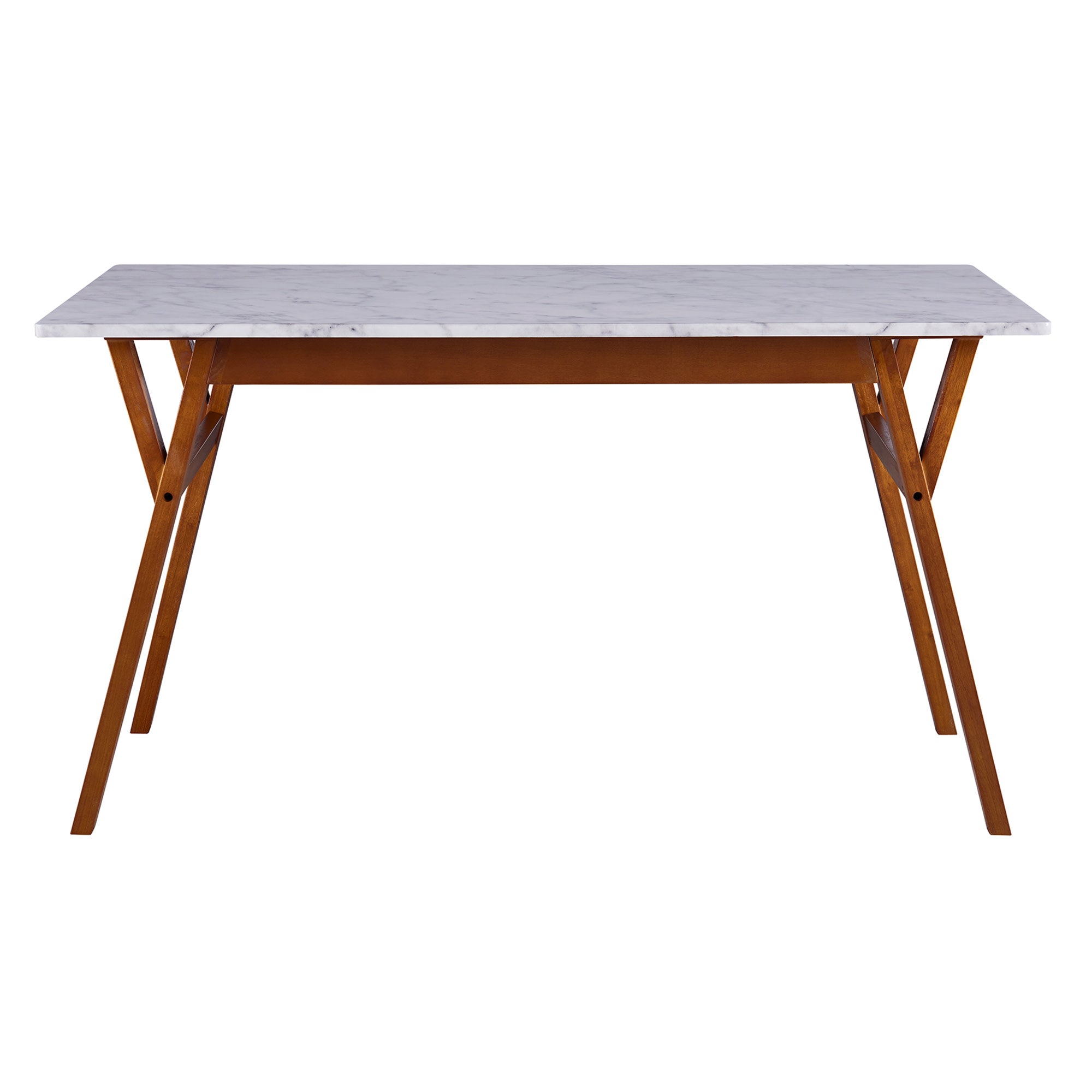 Teamson Home Ashton Rectangular Marble-Look Dining Table with Wood Bas ...