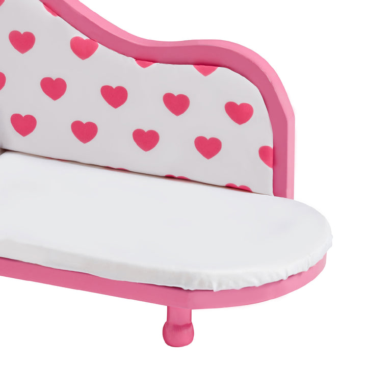 Olivia's Little World Princess of Hearts Dolls Chaise Lounge for 18" Dolls, White/Pink