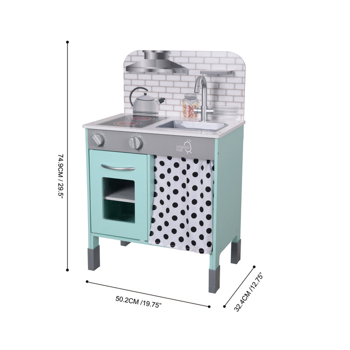 Teamson Kids Little Chef Philly Modern Wooden Kitchen Playset, Mint/White
