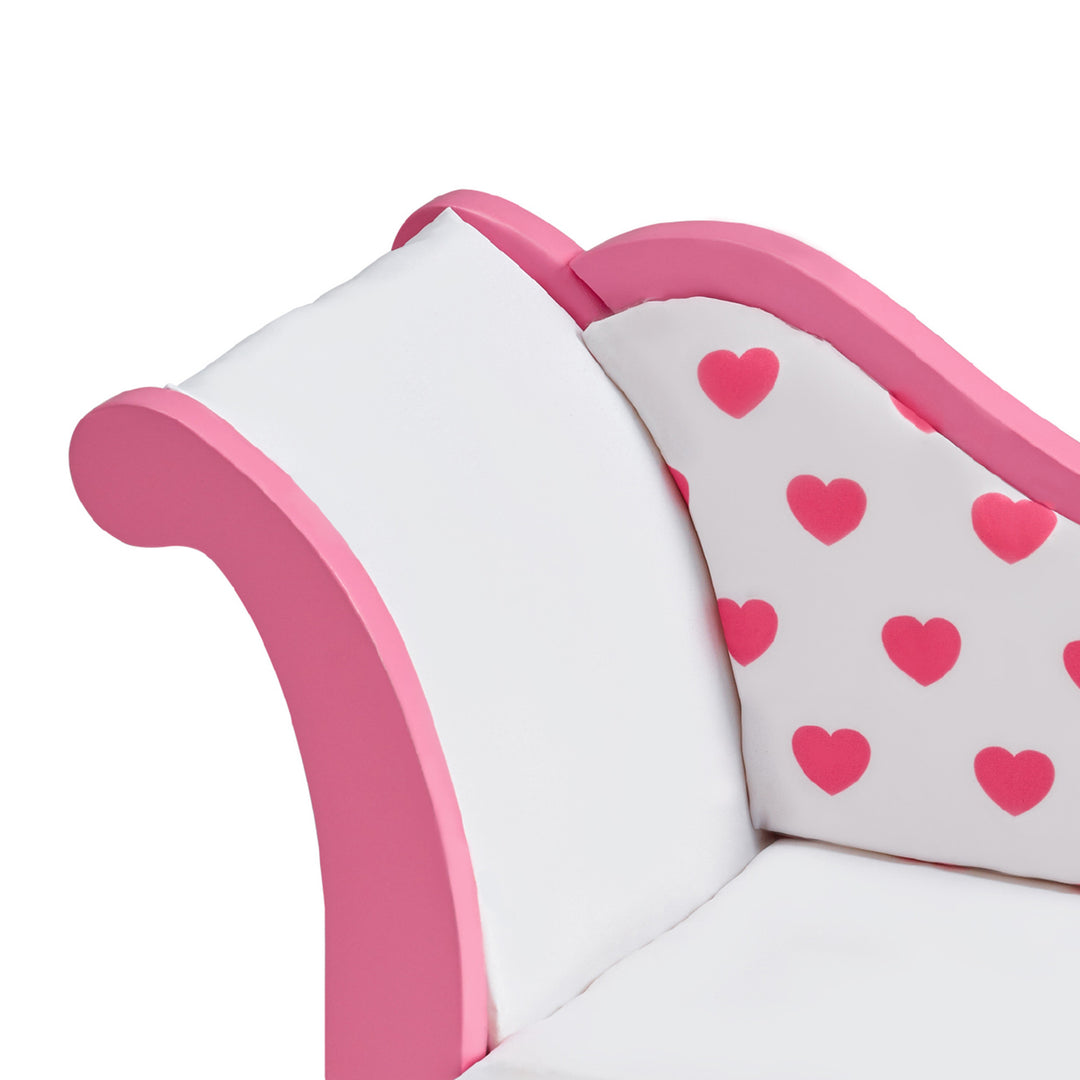 Olivia's Little World Princess of Hearts Dolls Chaise Lounge for 18" Dolls, White/Pink