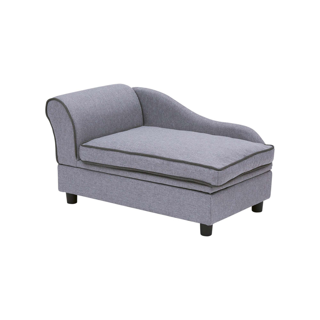 Teamson Pets Ivan Chaise Lounge Dog Bed with Storage for Cats & Small Dogs, Gray